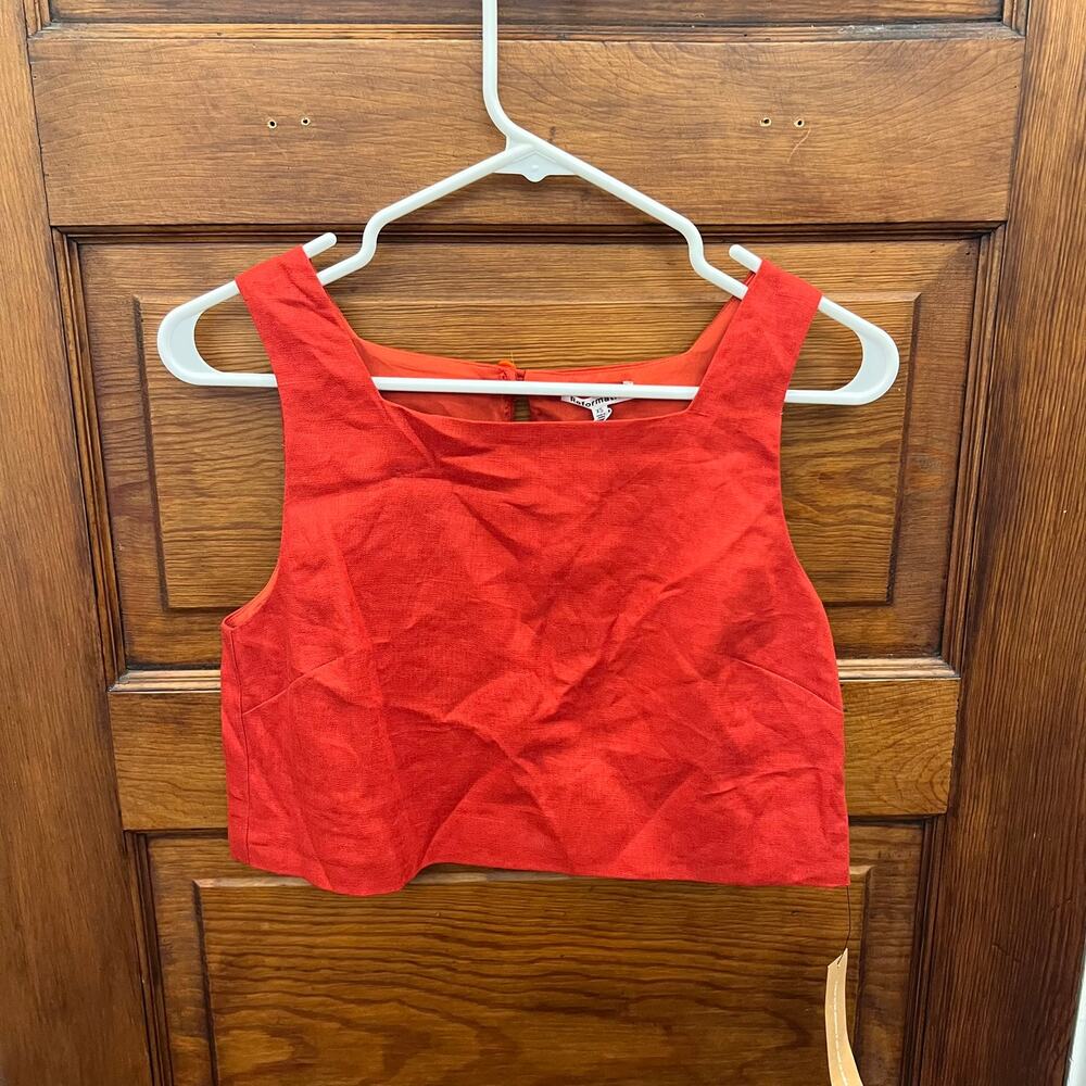 Reformation Saige Linen Top Sundried Tomato Red sz XS $128 NWT's